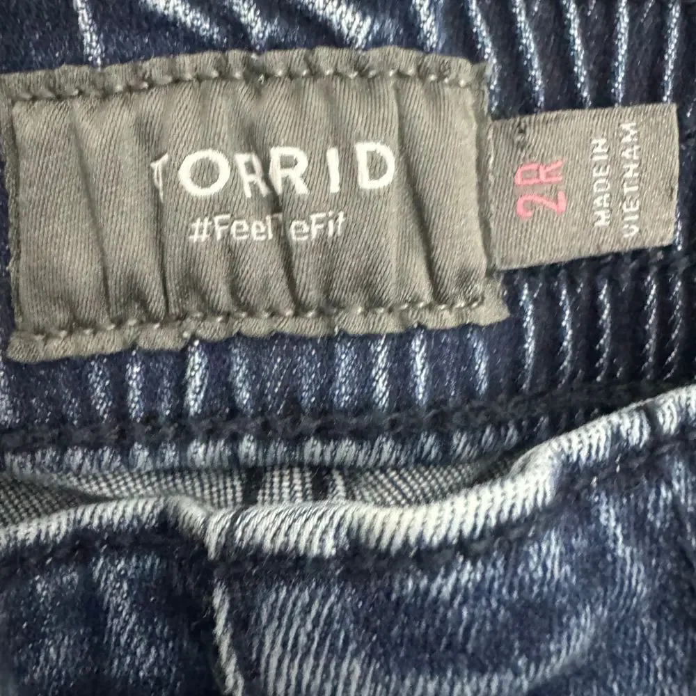 Torrid Plus Size 2R Pull-On Boyfriend Straight Super‎ Soft Mid Rise Side Stripe